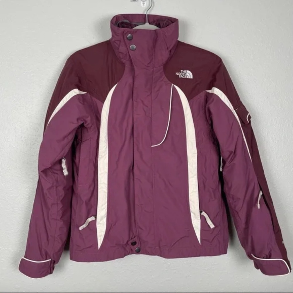 The North Face Hyvent 3-in-1 winter jacket ski coat purple white XS
